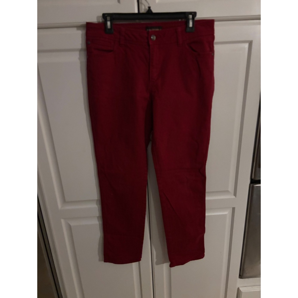 Dana‎ Buchman Red Denim Jeans Size 10 Women's Straight Leg Casual Pants
